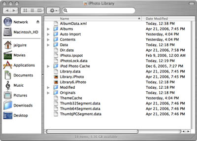 iPhoto â€˜08 Library contents