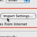 Import Settings button